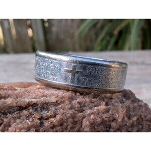Vintage Lords Prayer Stainless Steel Ring, Religious Jewelry, Band Ring 11.75